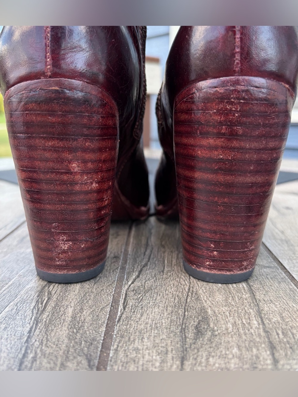 BED STU Isla Burgundy Leather Ankle Boots Women Sz 9.5 Heeled Buckle Cobbler - Picture 15 of 16